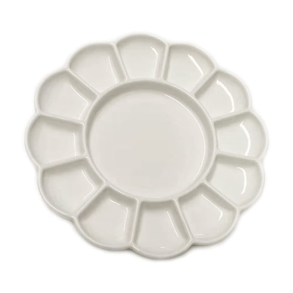 Paleta de Pintura Gemerglity 20 cm 13 Pozos Cerámica Blanca