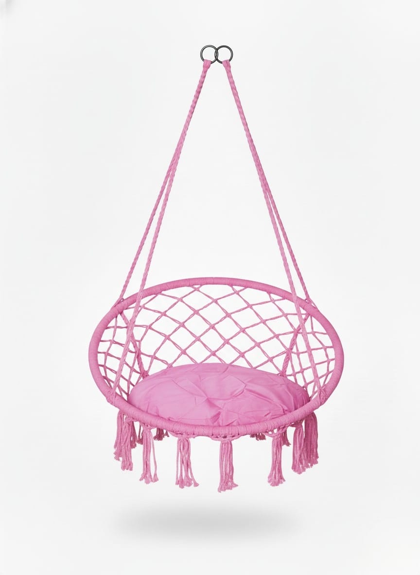 Byb Home - Silla Colgante Terraza Hamaca Rosa + Cojín