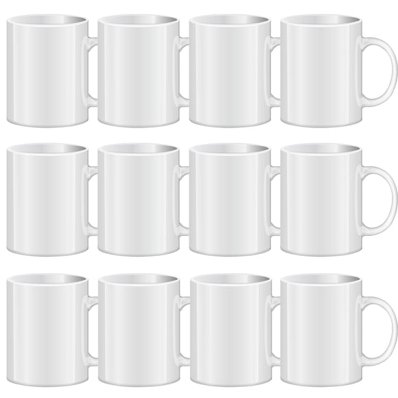 Tazas de sublimación TANGLONG, cerámica blanca, 325 ml, juego de 12