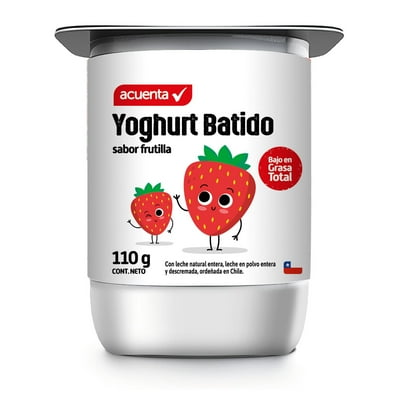 Yoghurt Batido Sabor Frutilla Pote 110 G Acuenta