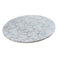 Magideal - Mantel Redondo Ajustado Con Respaldo De Franela, Cubierta De Mesa Impermeable Y Lavable Con Borde Elástico, Patrón De Mármol Blanco De Lujo, Para Mesa , 114 A 140Cm