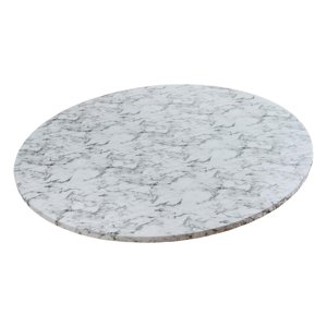 Magideal - Mantel Redondo Ajustado Con Respaldo De Franela, Cubierta De Mesa Impermeable Y Lavable Con Borde Elástico, Patrón De Mármol Blanco De Lujo, Para Mesa , 114 A 140Cm