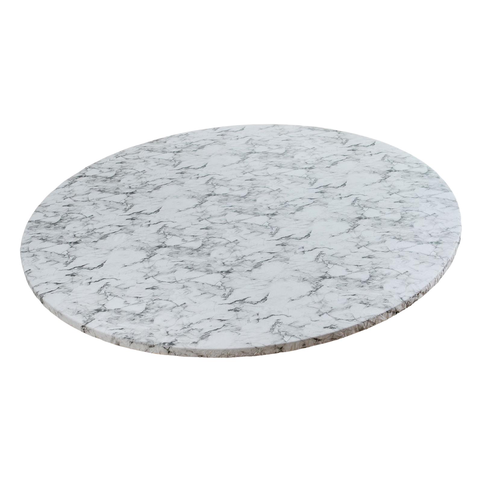 Magideal - Mantel Redondo Ajustado Con Respaldo De Franela, Cubierta De Mesa Impermeable Y Lavable Con Borde Elástico, Patrón De Mármol Blanco De Lujo, Para Mesa , 114 A 140Cm