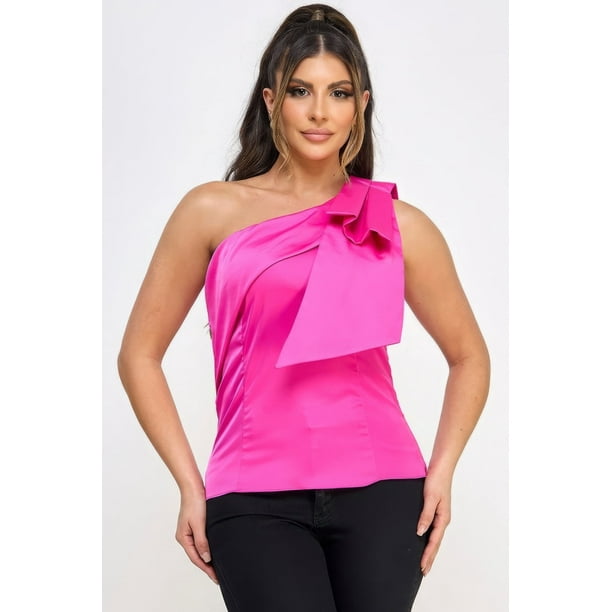 Top Ajustado Con Detalle De Lazo Y Un Solo Hombro Talla M (mujer)