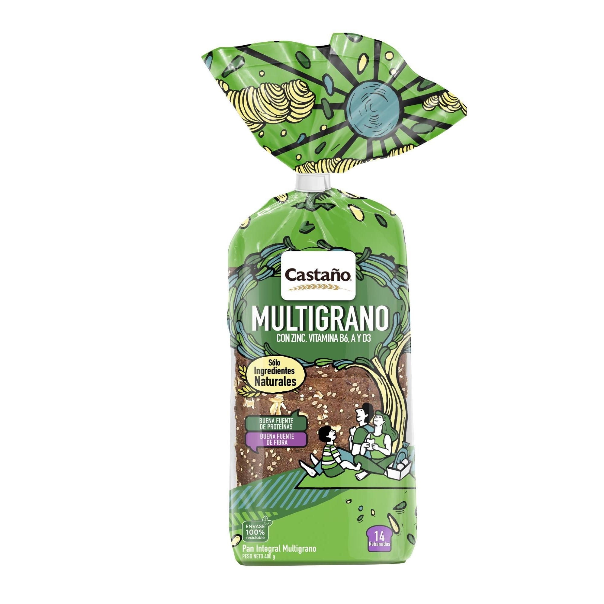 Pan De Molde Multigrano Fortificado Con Vitaminas Y Zinc 400 g Castaño