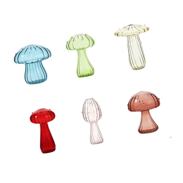 Jarrones de Vidrio con Forma de Hongo, Jarrones para Plantas Hidropónicas, Mini Jardineras Decorativas únicas, Floreros para Sala de Estar, Decoración 6 piezas