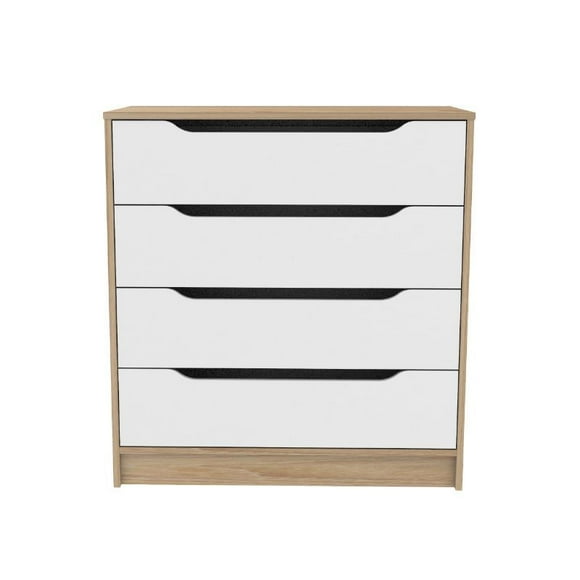 Cómoda 4 Cajones Melamina Olmo Blanco