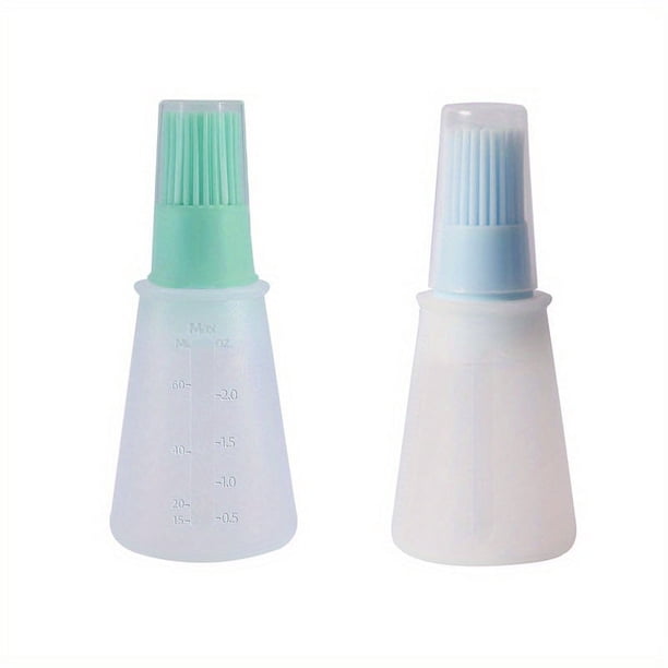 1/2/3pcs 2.2oz Brand Silicone BBQ Oil Bottle Brush With Flat-Bottom Design, Perfect For Barbecue, Cooking And Baking - Heat-Resistant, Easy To Clean And Suitable For All Cookware Surfaces, Outdoor Ca
