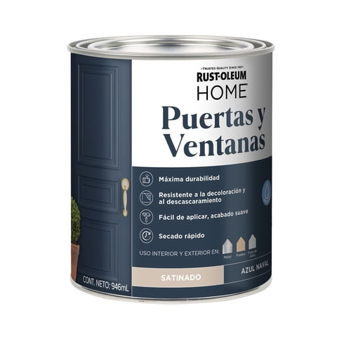 Rust-Oleum - Pintura Puertas Interior Y Exterior Azul Naval Satinado 946 Ml