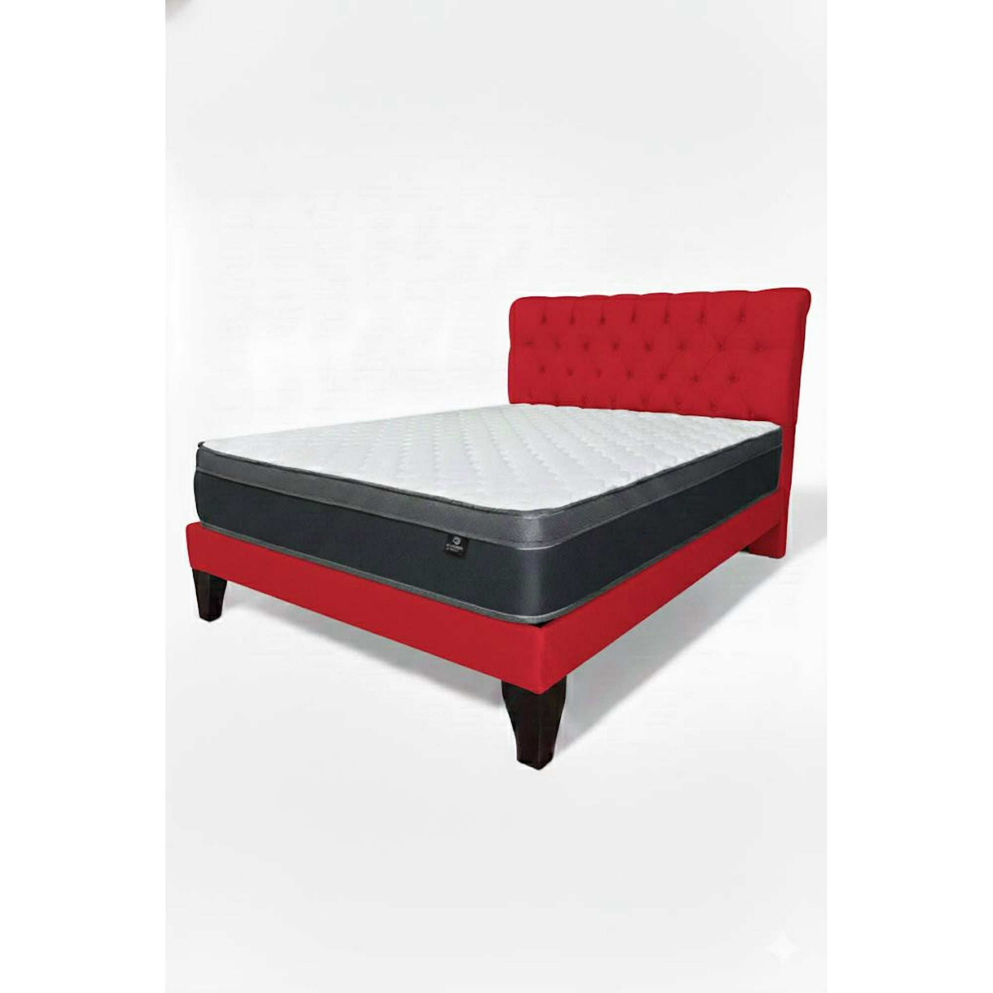 Vitelio - Cama King Plazas Rojo Europea Incluye Base+respaldo+colchon
