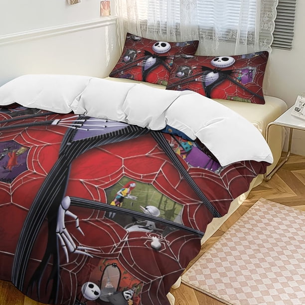 Spide Web Jack The Nightmare Before Christmas Comforter Set Soft 3 Pcs Twin Bedding Sets Thicken for All Season