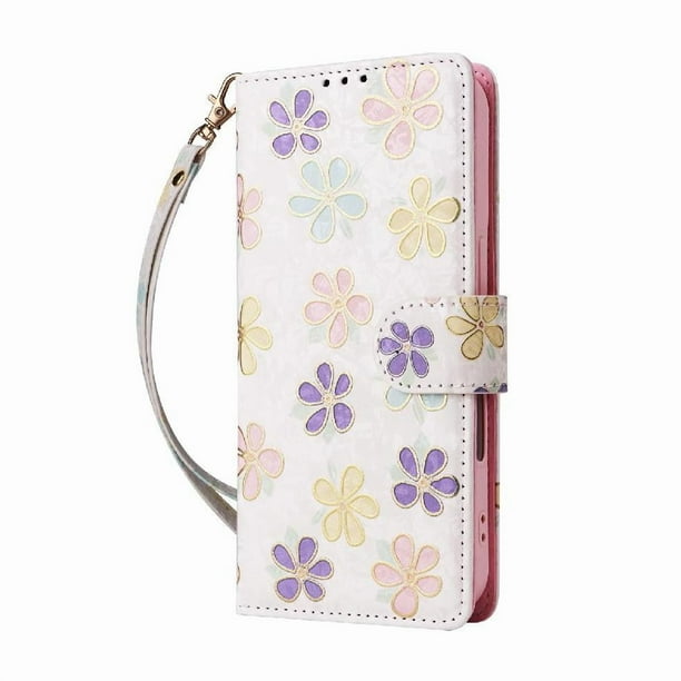 FOXDOCK Funda Tipo Cartera Floral para iPhone SE 2020 ,Funda con Tapa de Cuero PU, Protección Antigolpes con Ranuras para Tarjetas y Soporte