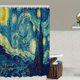thumbnail image 2 of 1pc Van Gogh Shower Curtain with 12 Hooks and Non-Slip Bathroom Rug - Perfect for Bathroom Decor and Organization, 2 of 5
