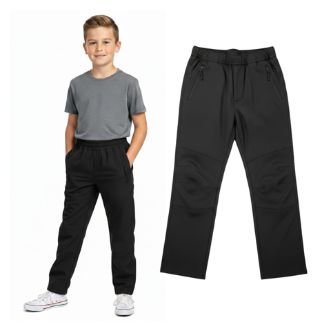Genérico - Pantalon Softshell Cintura Elástica Para Niños Con Micropolar Senderismo