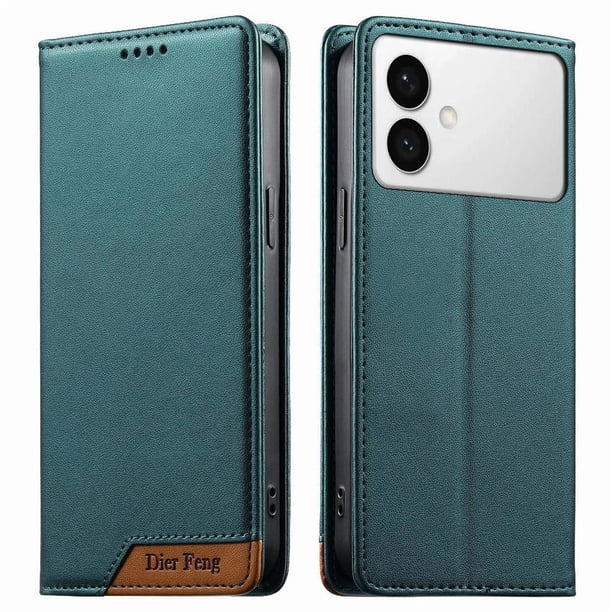 Funda Tipo Cartera de Cuero Sintético para Samsung Galaxy S26 Edge Bloqueo RFID, con Ranuras para Tarjetas y Bolsillo para Efectivo, Cierre Magnético Fuerte Verde