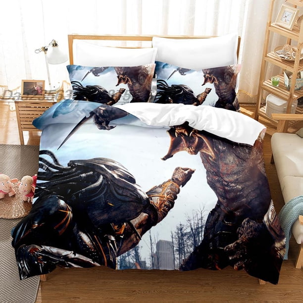 v889 Bed Sheets Movie The Predator Bedding Set Single Twin Full Queen King Size Bed Set Aldult Kid Bedroom Duvetcover Sets Alien Bed Sheet 3-Piece Bedding Set (1 Duvet Cover + 2 Pillow Shams) Bed Shee