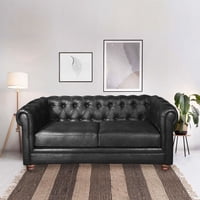 Latam Home - Sofa Florencia 2 Cuerpos Cuero Colorado Negro