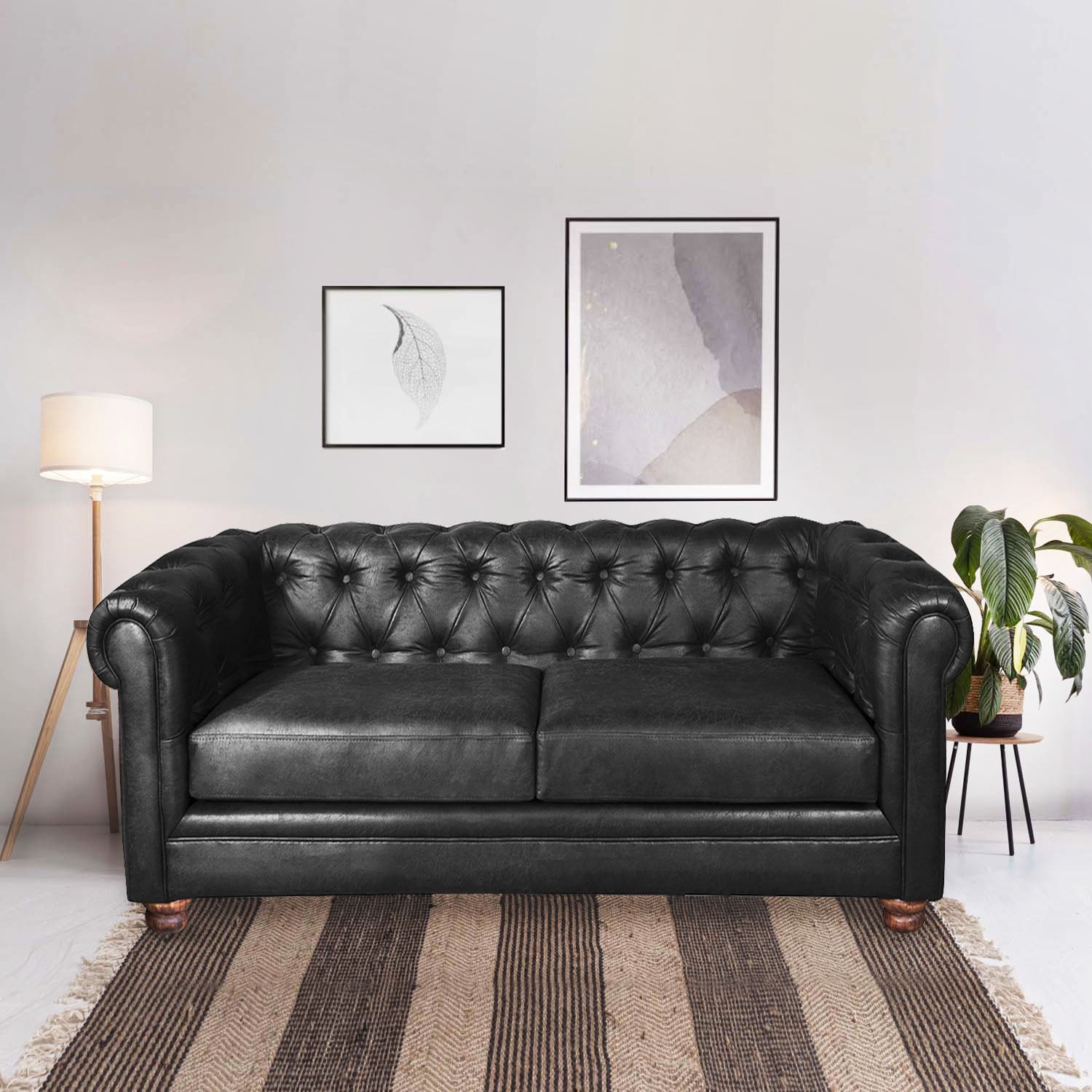 Latam Home - Sofa Florencia 2 Cuerpos Cuero Colorado Negro