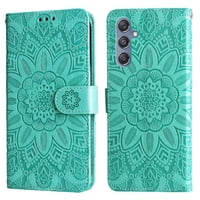Funda Tipo Cartera Foxdock Para Samsung Galaxy M34 5G , Diseño Girasol En Relieve, Cuero Pu, Cierre Magnético, Soporte Y Tarjetero