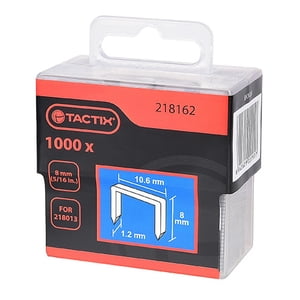 Tactix - Grapa Delgada Trabajo Pesado 1000 Piezas 10 6 X 8 Mm