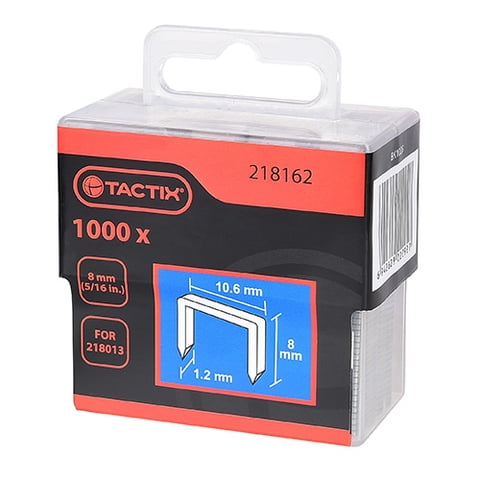 Tactix - Grapa Delgada Trabajo Pesado 1000 Piezas 10 6 X 8 Mm