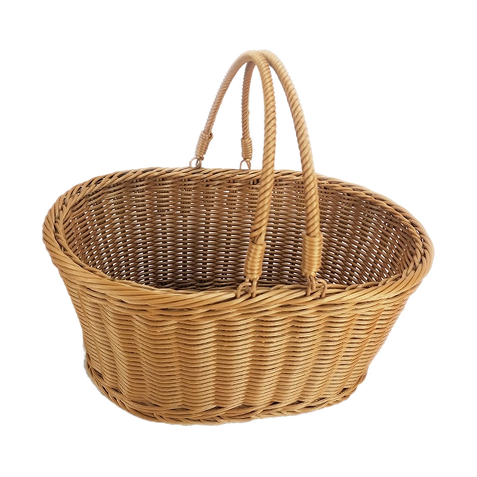 Ioensy - Cesta De Picnic Tejida A Mano Verduras Cesta De Frutas Para Sala De Estar Senderismo L