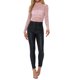 thumbnail image 2 of INSPIRE CHIC Blusa de Encaje Floral Transparente de Manga Larga con Cuello Alto para Mujer M Rosa Empolvado, 2 of 6