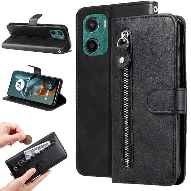 Funda con Cremallera para Motorola Moto G05, Carcasa Cartera de Cuero PU con Soporte y Tarjetero