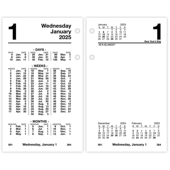 Recarga de calendario de escritorio AT-A-GLANCE 2025 para uso diario, 9 cm x 15 cm