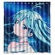 thumbnail image 1 of Cortina de ducha de baño con dibujos animados de anime, color azul brillante, con ganchos, tamaño 66 x 72 pulgadas, 1 of 3