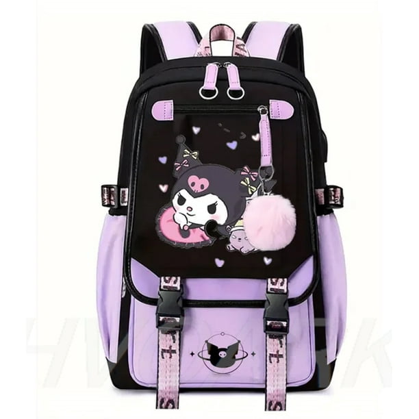 Purple Kuromi Backpack Junior High School Students School Bags capacity Casual Laptop Patchwork Students Mochilas