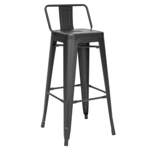 Tolix - Pack 4 Pisos 77Cm Negro Respaldo Bajo, Bar