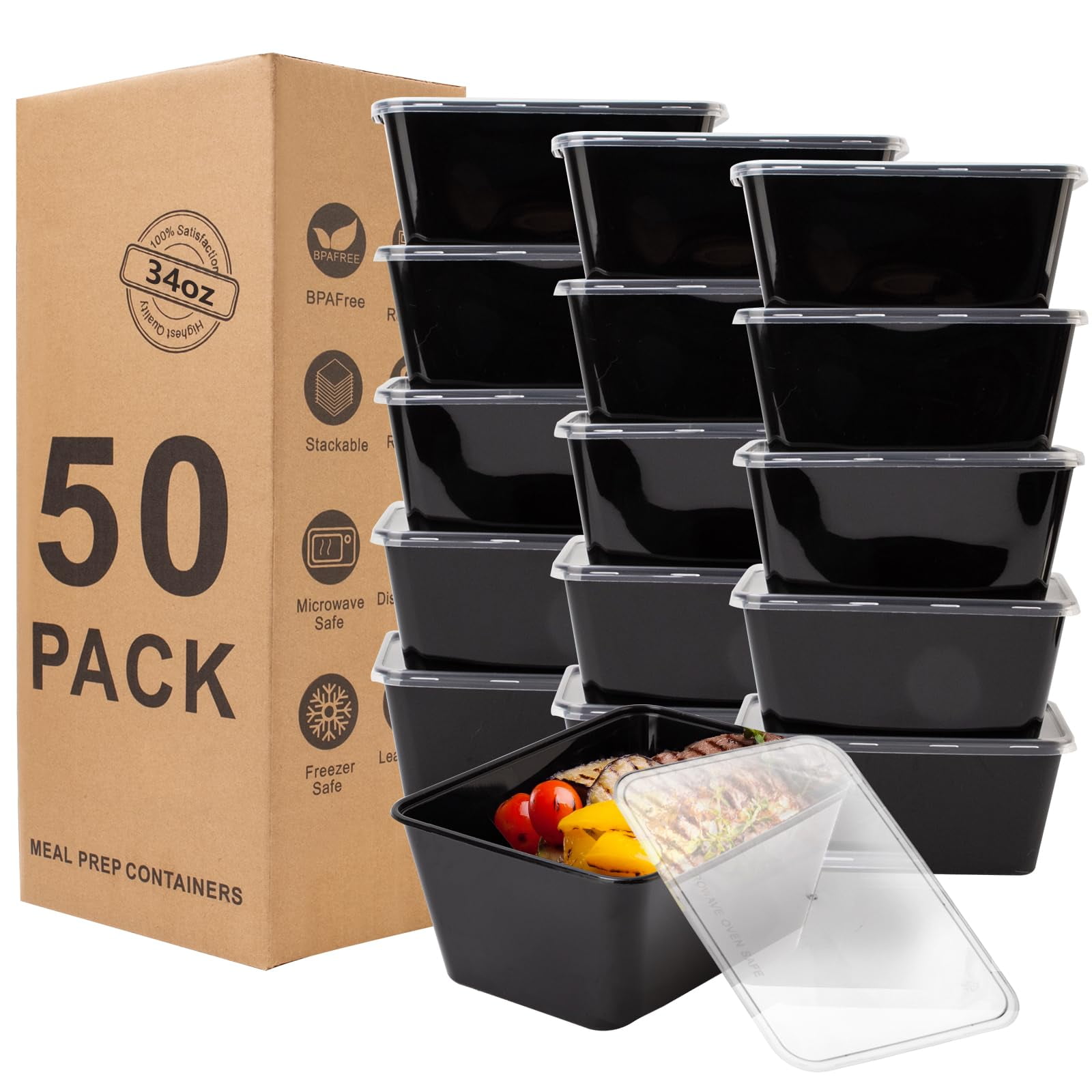 Recipientes De Almacenamiento De Alimentos Ranlittle 1000 Ml (paquete De 50)