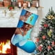 thumbnail image 1 of Tiana La Princesa y el Sapo Tema: Calcetines de Navidad, fino lino blanco para colgar en escaleras y chimenea, decoración navideña para el hogar, regalo de Navidad. 45cm × 32cm, 1 of 5