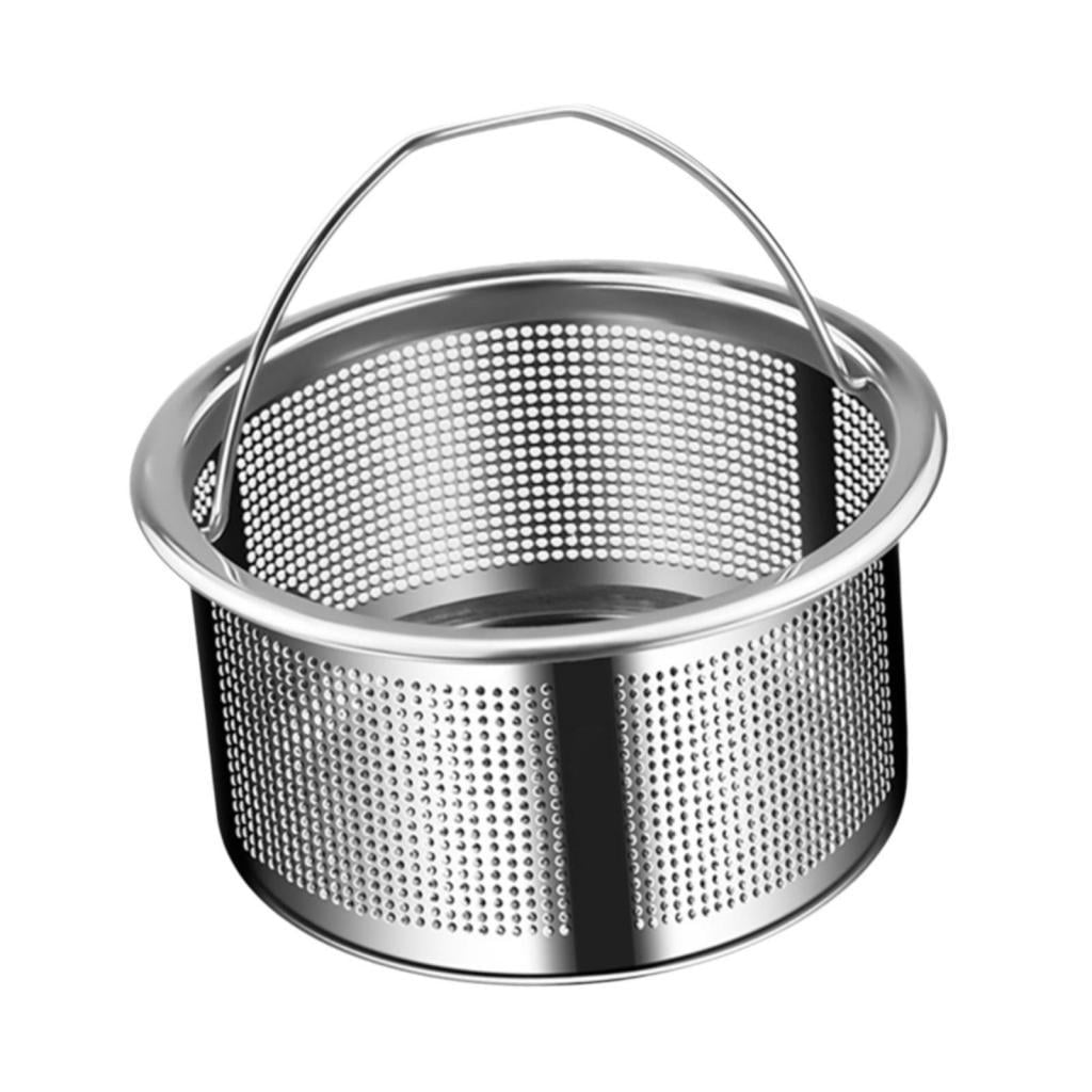 Magideal - Colador De Fregadero De Acero Inoxidable, Filtro De Alimentos Reutilizable Fácil De Limpiar, Mango Vadeable, Cesta De Malla Para Fregadero, Colador De Acero 304 Altura 4cm