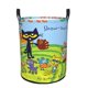thumbnail image 1 of Pete el Gato Cesta de lavandería de gran capacidad redonda con asa, bolsa para ropa sucia plegable, almacenamiento para dormitorio, baño y lavadero 44x35 cm, 1 of 6