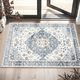 thumbnail image 1 of Tapetes Suaves de Área 2X3 Lavables Antideslizantes Boho Pequeñas para Piso y Entrada para Sala de Estar Dormitorio, Tapete de Estilo Vintage Estilo Granja para Cocina Azul Marino y Azul Acero, 1 of 7