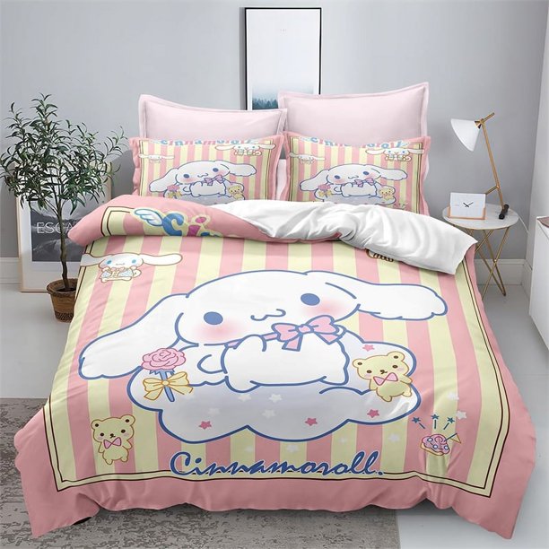 Duvet Cover 2/3 Piece Set Cute Cinnamoroll Bedding Set Single Full Queen King Size Duvet Cover Children Teens Bedroom Decor Gift