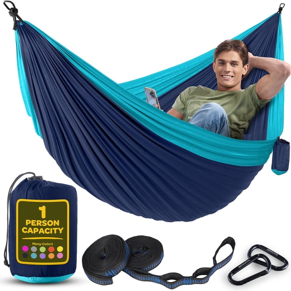 Hamaca De Nailon Duradera Para Acampar 180 Kg De Capacidad Azul
