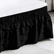 thumbnail image 3 of suxuMhao Falda para Cama de 4 Capas, Falda para Cama con Volantes Falda Elástica para Cama Falda Envolvente para Cama, Tamaño Twin 39 X 78+18 Pulgadas, Falda Negra para Cama Twin, Volante Antipolvo, 3 of 3