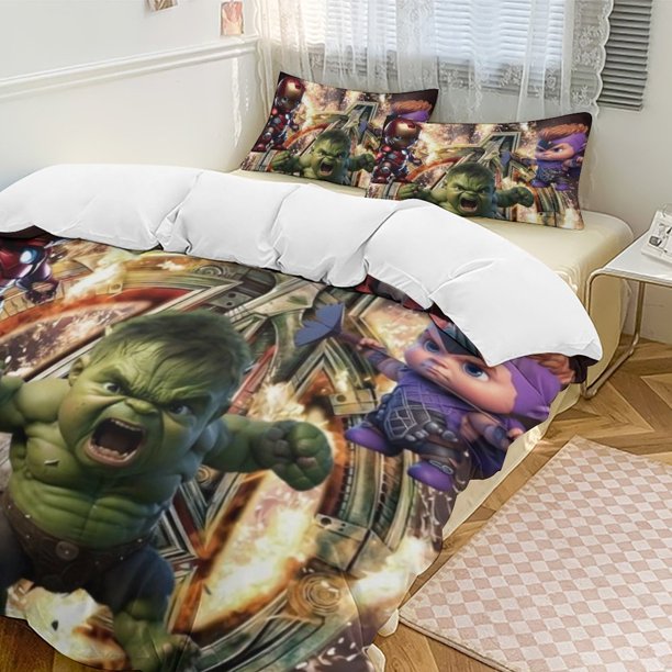 The Hulk Family Bed 3 Piece Set Personalized Bedding Decor for Kids And Teens Anime Student Dormitory Cover