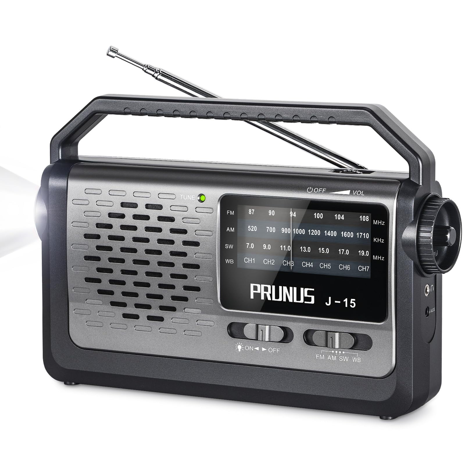 Radio Meteorológica Portátil Prunus J15wb Am Fm Noaa Con Linterna