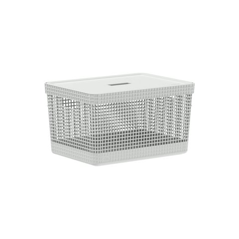 Ou - Cesta Grid Con Tapa 20 L Blanco Océano