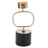 Homeessentials - Porta Velas Metal Dorado 20 Cm