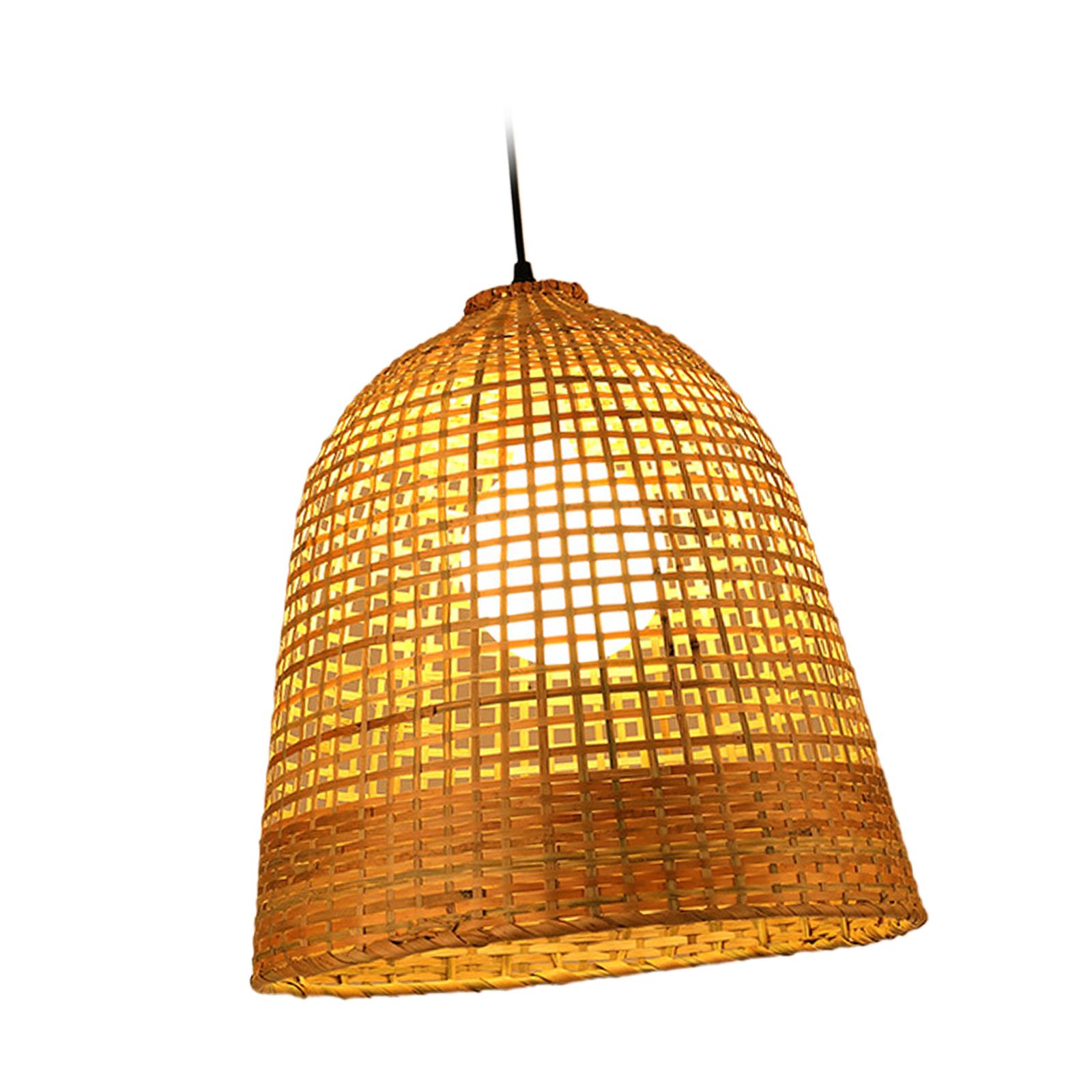 Magideal - Lámpara De Tejado Tejida, Lámpara De Iluminación, Lámpara Colgante Led Natural, Pantalla De Bambú Para Porche, Dormitorio, Tienda, De Cocina, Campana 40Cm