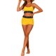 thumbnail image 2 of Conjuntos de Bikini de Mujer de Color Contrastante 2 Piezas Traje de Baño de Cintura Alta con Cuello Redondo Grande Amarillo, 2 of 5