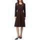 thumbnail image 1 of Vestido de Trabajo A-Line para Mujer INSPIRE CHIC Cuello en V con Solapa Manga Larga Elegante Ajustado y Acampanado con Cinturón L Marrón Oscuro, 1 of 5