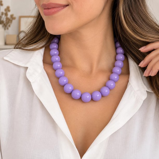 Collar Balloon Chicle Chunky De Cuentas Grandes Unisex lila 22