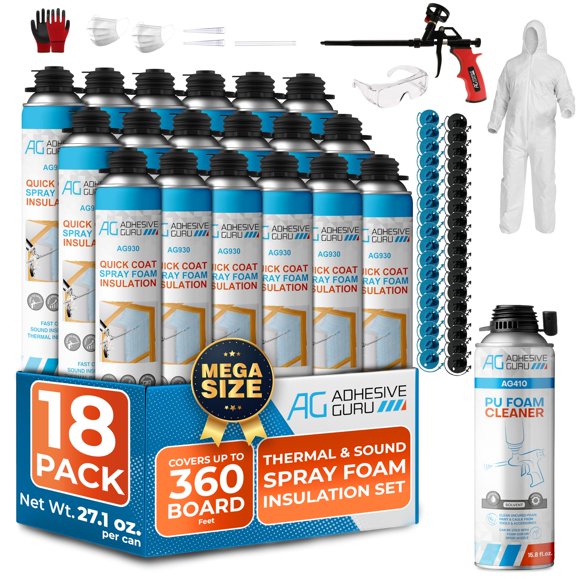 Kit de aislamiento de espuma en aerosol Adhesive Guru 930 g, 360 pies²