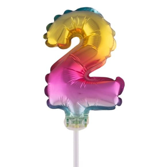 Globo de aluminio para decoración de tartas, número 2-5, arcoíris, divertido